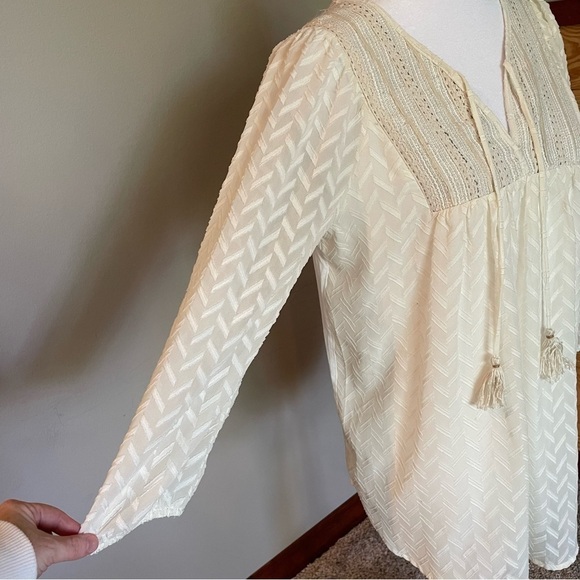 Anthropologie One September Attylie Cream Embroidered Peasant Top Small - Picture 6 of 13